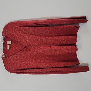 Field Gear Red Glitter Sparkle Metallic Cardigan Sweater